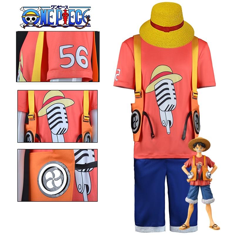 One Piece Film Red-luffy Cosplay Costume Set For Kids And Adults