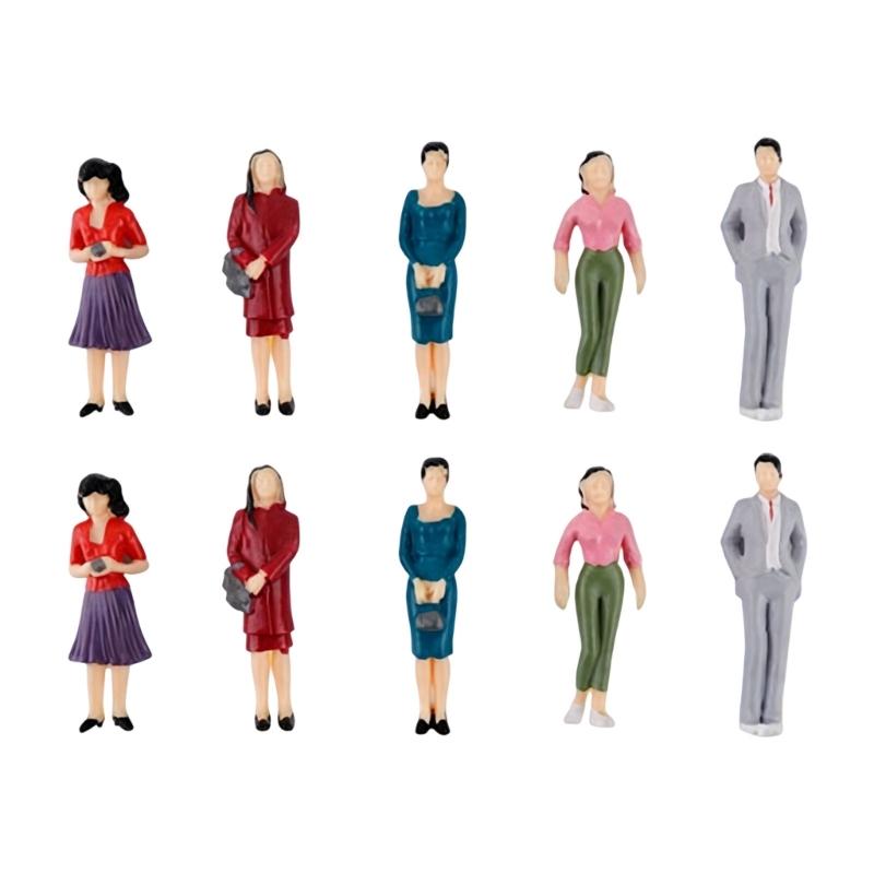 Architectural Model People Figures Set of 10 for Detailed Dioramas Scene, Colorful Plastic Miniatures for Landscape Display Decoration