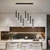 LED Restaurant Pendant Lamp Nordic Long Downlight Kitchen Dining Room Table Modern Black Hanging Chandelier Office Cafe Lighting