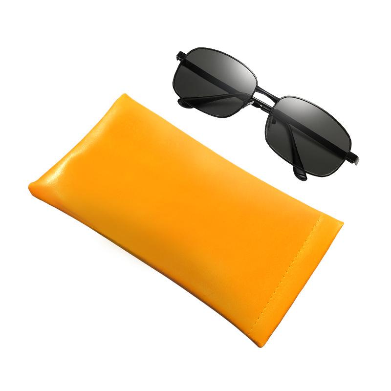 Glasses Bag Sunglasses Sunglasses Men's and Women's Storage Case Shrapnel Automatic Closure Glasses Storage Case Leather Glasses Bag