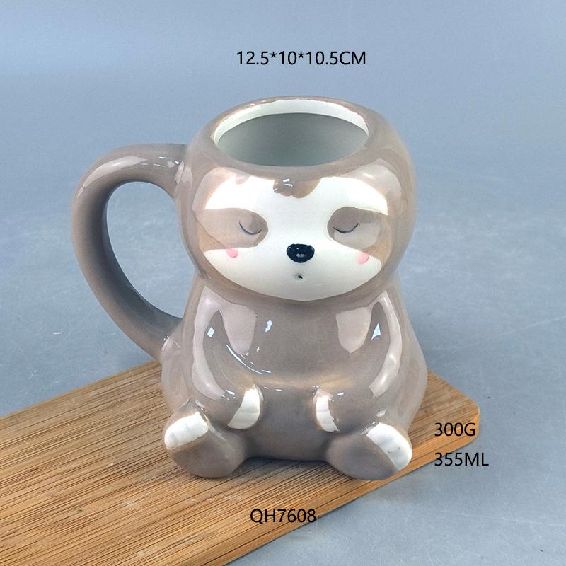 Ceramic 3D Animal Cup Elk Cup Octopus Cup Sloth Cup Cute Ceramic Mug Ceramic Craft 301-400ml