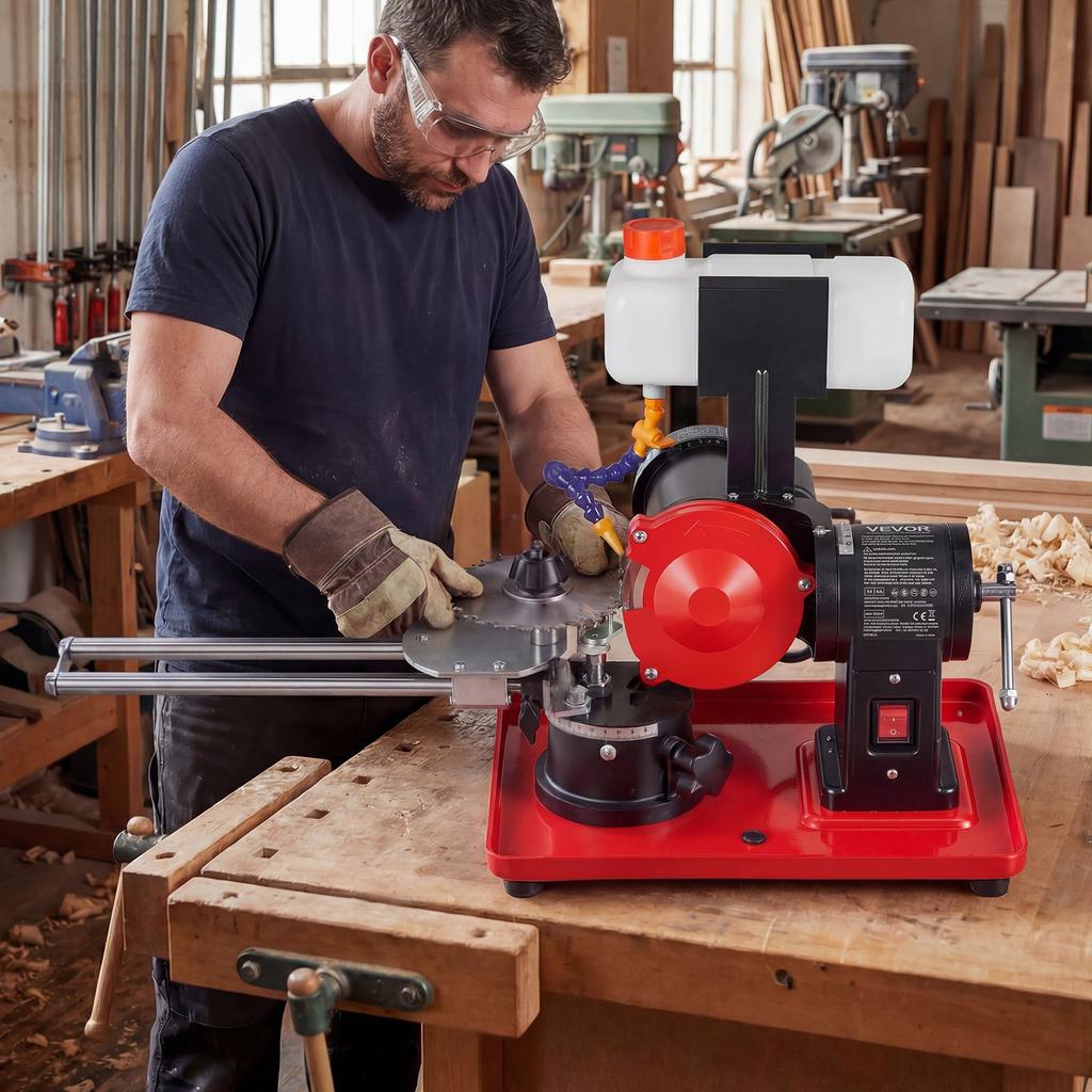 VEVOR Circular Saw Blade Sharpener with Water Tank, 370W 2890RPM Rotary Angle Mill Grinder