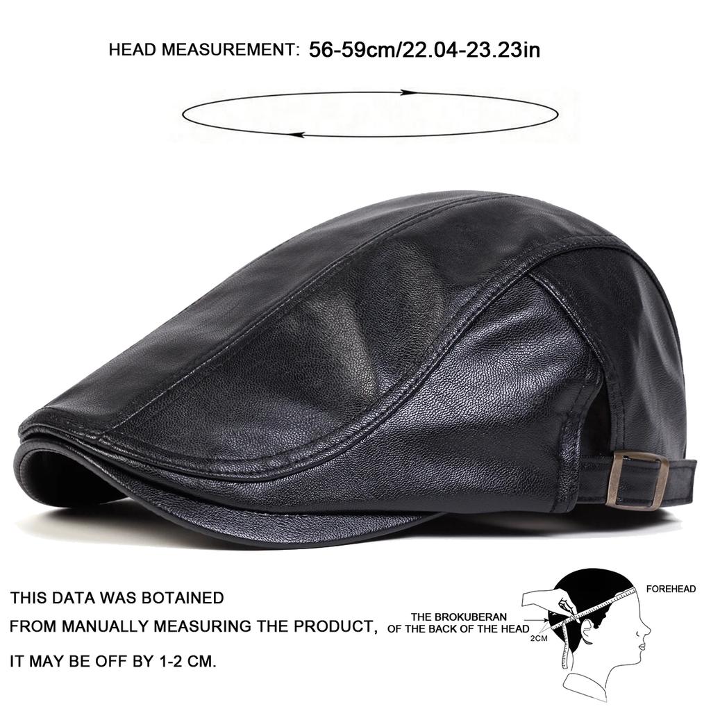 Newsboy Brand Latest Fresh Color Plain Solid Leather PU Faux School Old Vintage Men Caps British Painters Hats Spring Autumn Side Adjustable Flat