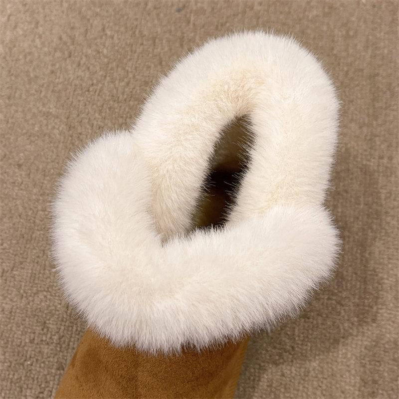 Fashion Classic Fur Boots For Women Winter New Snow Boots Outdoor Fashion Warm Plush Ankle Boots Women Thick Sole Padded Boots 2024
