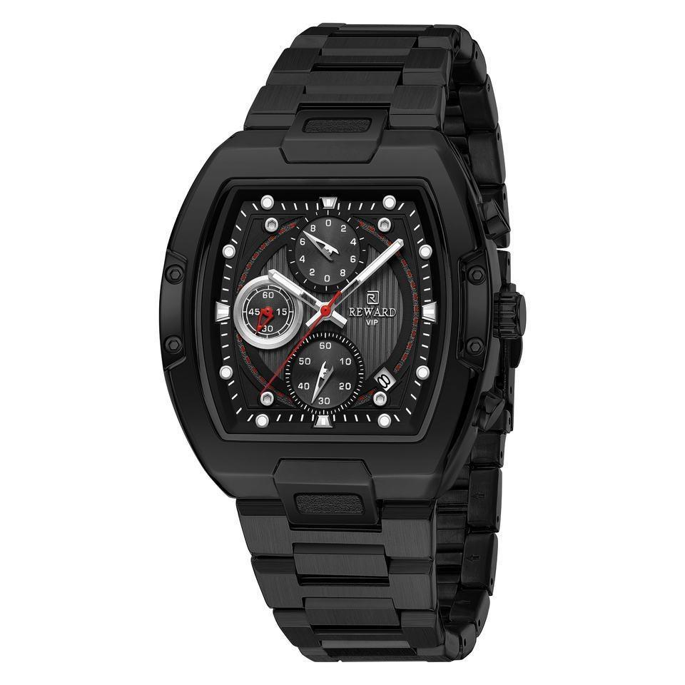 New Design Tonneau Watch Men Luminous Waterproof Date Stainless Steel Chronograph Quartz Watches for Men Relogio Masculino