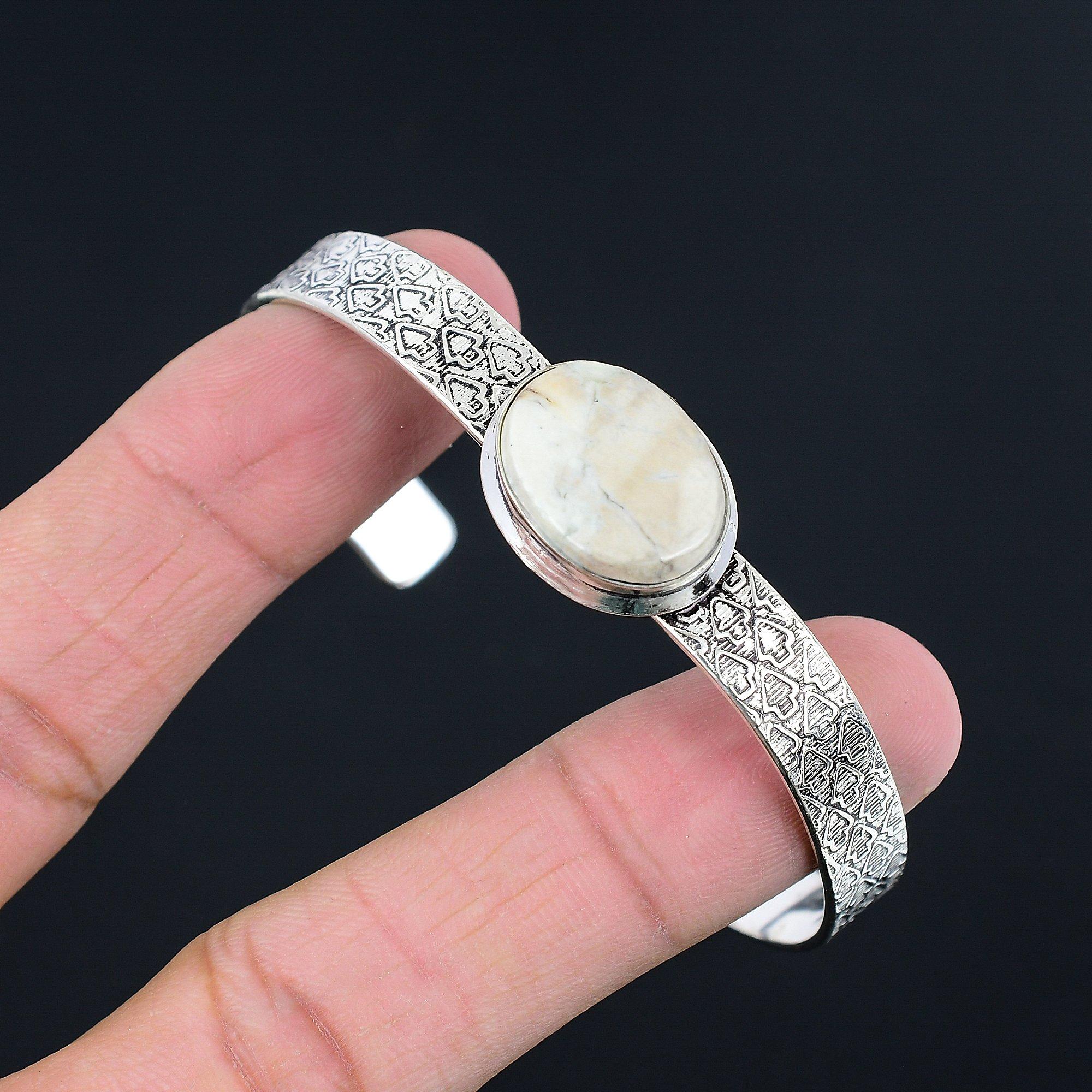 

Sisters Day Deal Sterling Silver Maligano Jasper Stone Unique New Bangle Jewelry Adjustable