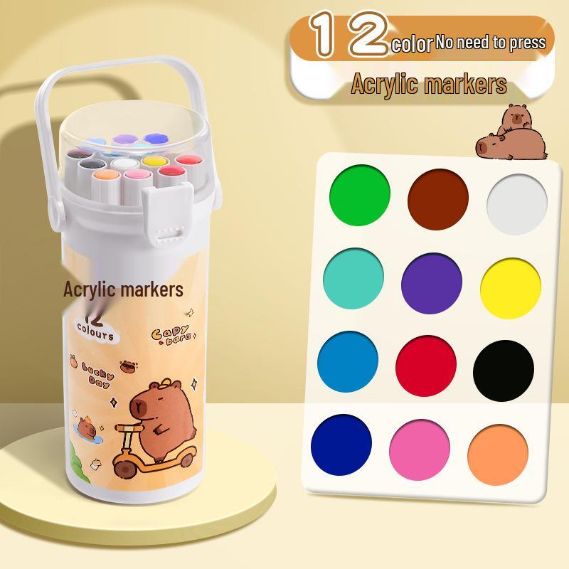 Capybara Acrylic Marker Pens: Opaque, Stackable, Watercolor Markers for Kids’ Art & DIY Projects