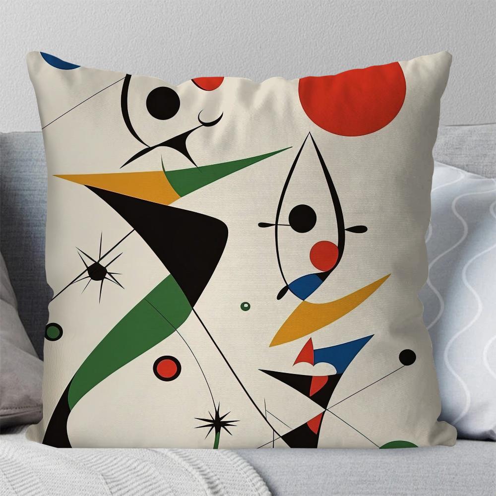 

1pc Joan Miros Art Painting Pillow Case Square Pillow Bedroom Sofa Leisure Comfort Cushion Car Living Room Home Decoration 40X40 16x16Inch