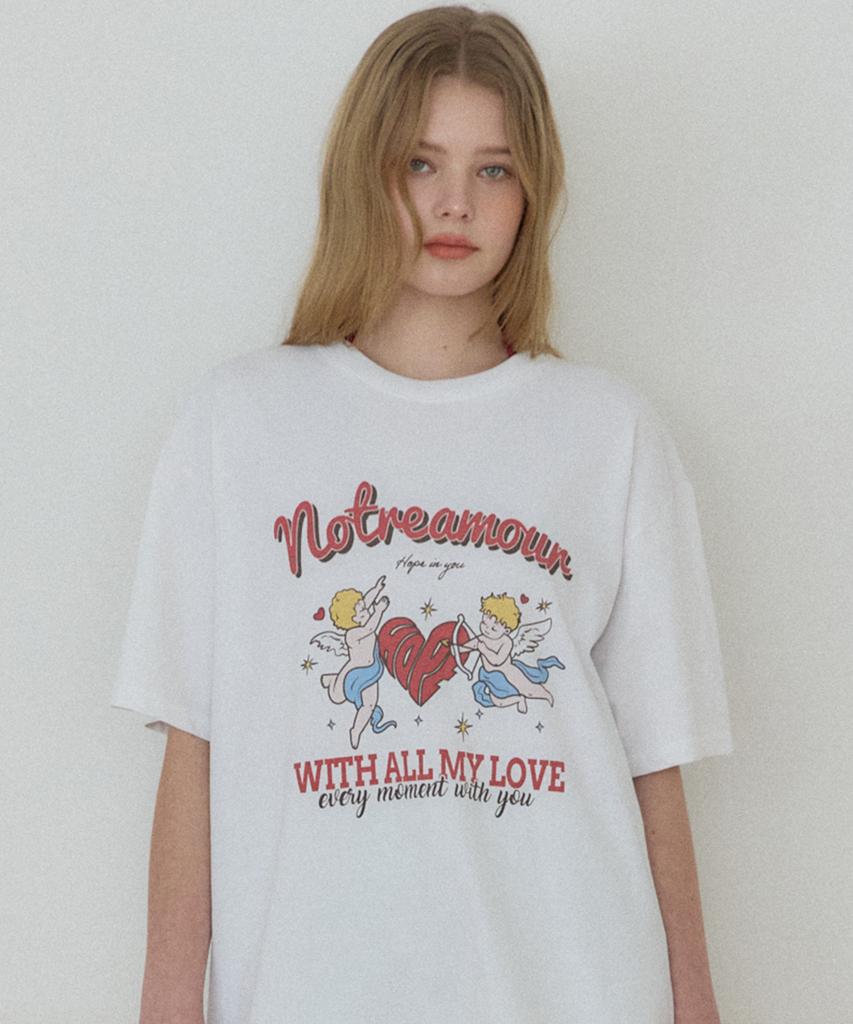 OURHOPE Angel Graphic T-Shirt - White