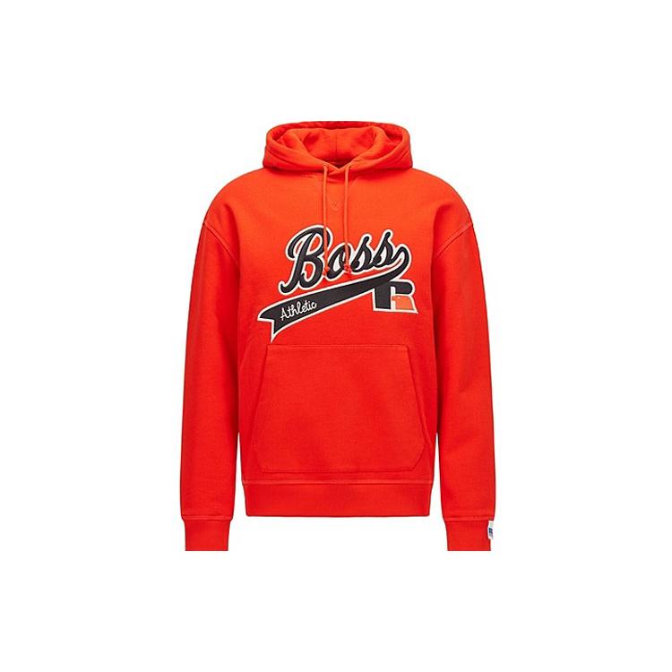 HUGO BOSS X Russell Athletic Sweatshirts Men's Orange Hooded Moderate Regular 50463556-821