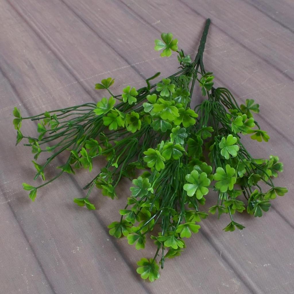 LUOZZY 3 PCS Simulated Green Plants Decor Artificial Four Leaf Clover Fake Plant Lifelike Fake Greenery Foliage for St. Patrick's Day Summer Garden