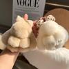 Adorable Rex Rabbit Fur Bowknot Keychain Plush Doll for Bags