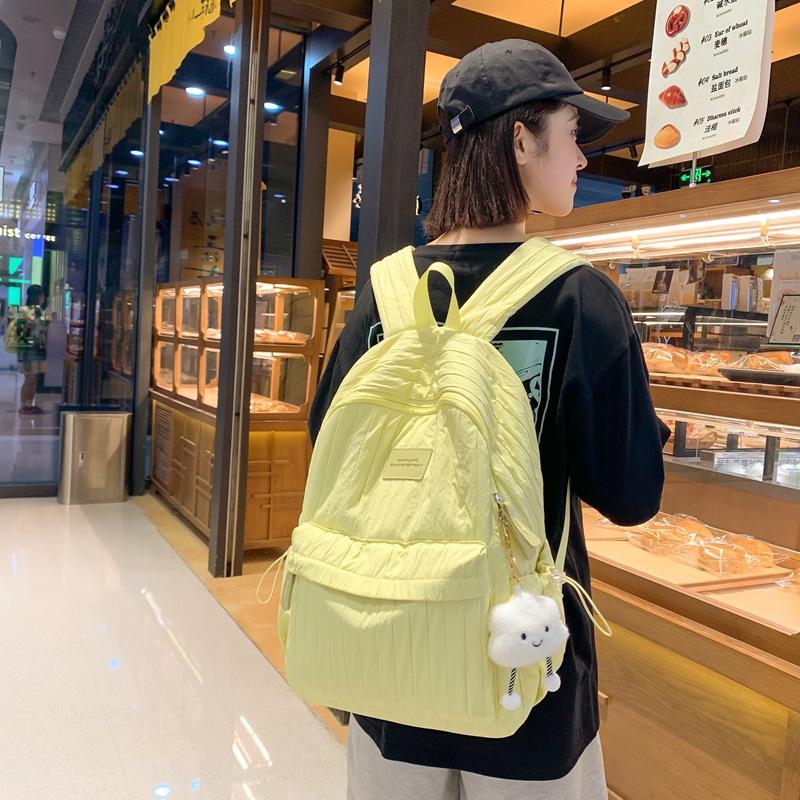 Large Capacity Solid Color Lightweight Elementary School Student Backpack High Value Girl Versatile Backpack