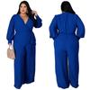 Tuta da Donna Taglie Forti Moda Temperamento Ampia Gamba Dritta Tinta Unita Cintura