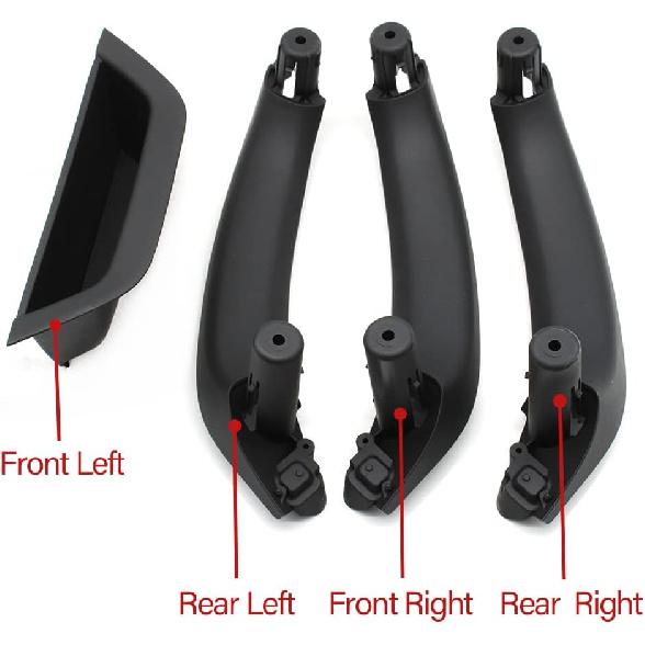 4PCS Front Left Door Armrest Cover Handle Kit Black Interior Driver Side Armrest Panel Ide Inner Handle Trim Replacement for BMW X3 X4 F25 F26 2011