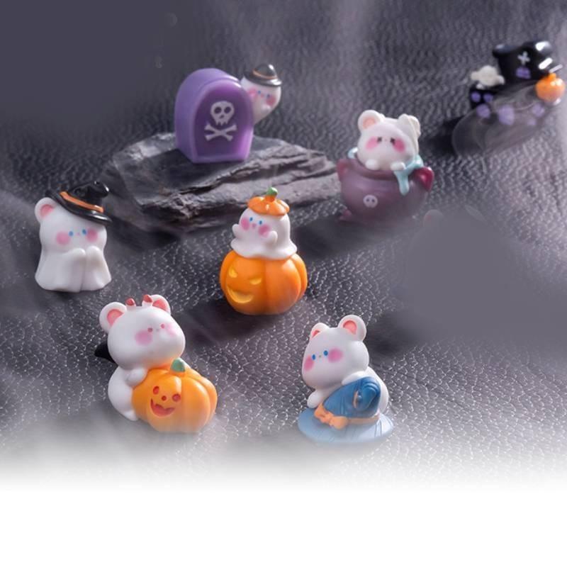 Entzückender Halloween-Bär und Elf Mini-Figuren Harz Handwerksdekorationen DIY