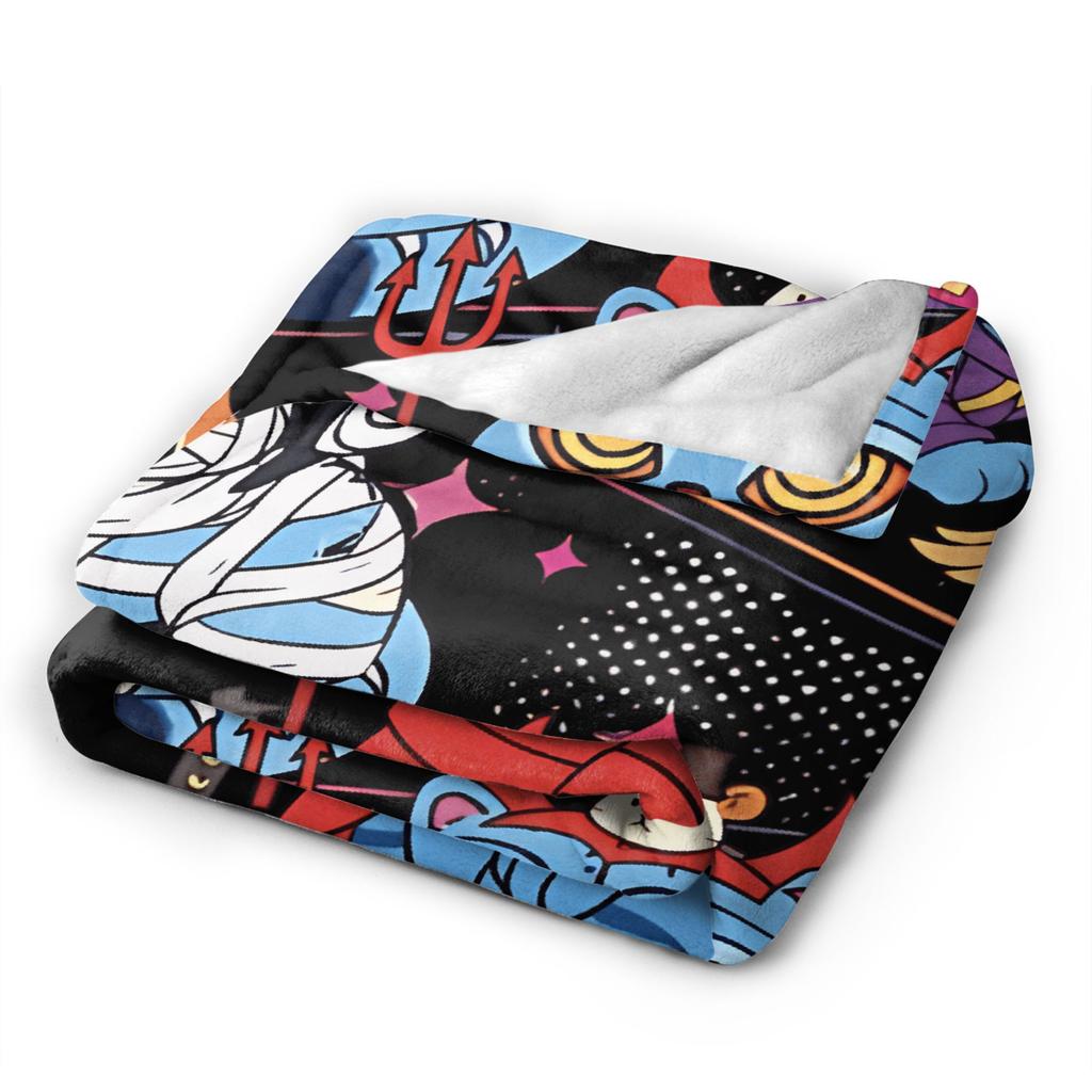 Soft Blanket Picnic Halloween Derpy Tiger Throw Blanket Flannel Bedspread For Living Room Novelty Sofa Bed Cover