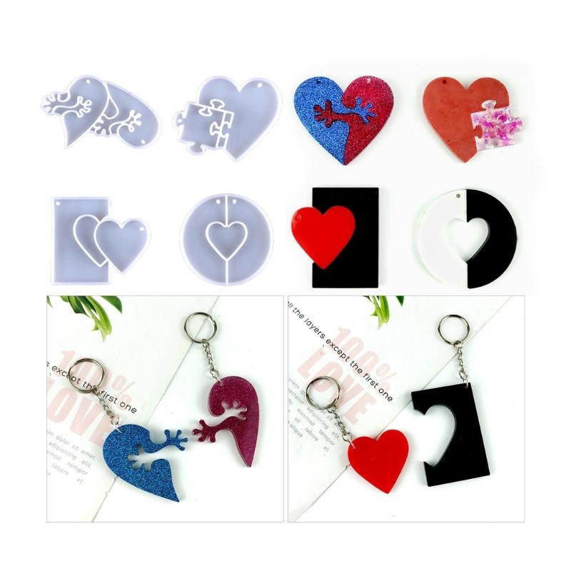 Heart Silicone Resin Mold,Valentines Epoxy Casting Mold for DIY Crafts Pendant Jewelry Making Keychain Silicone Mold