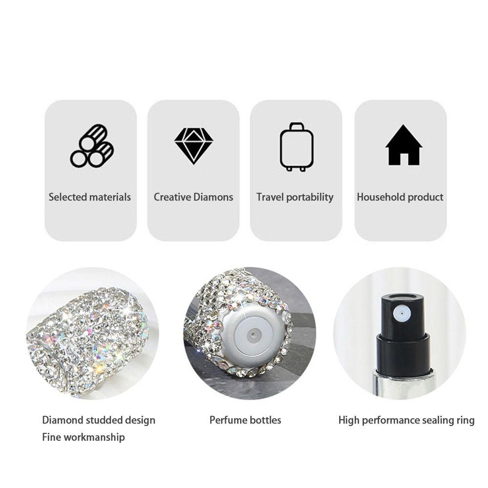 Portable Perfume Spray Bottle Rhinestone Inlaid Storage Container  Travel Accessories
