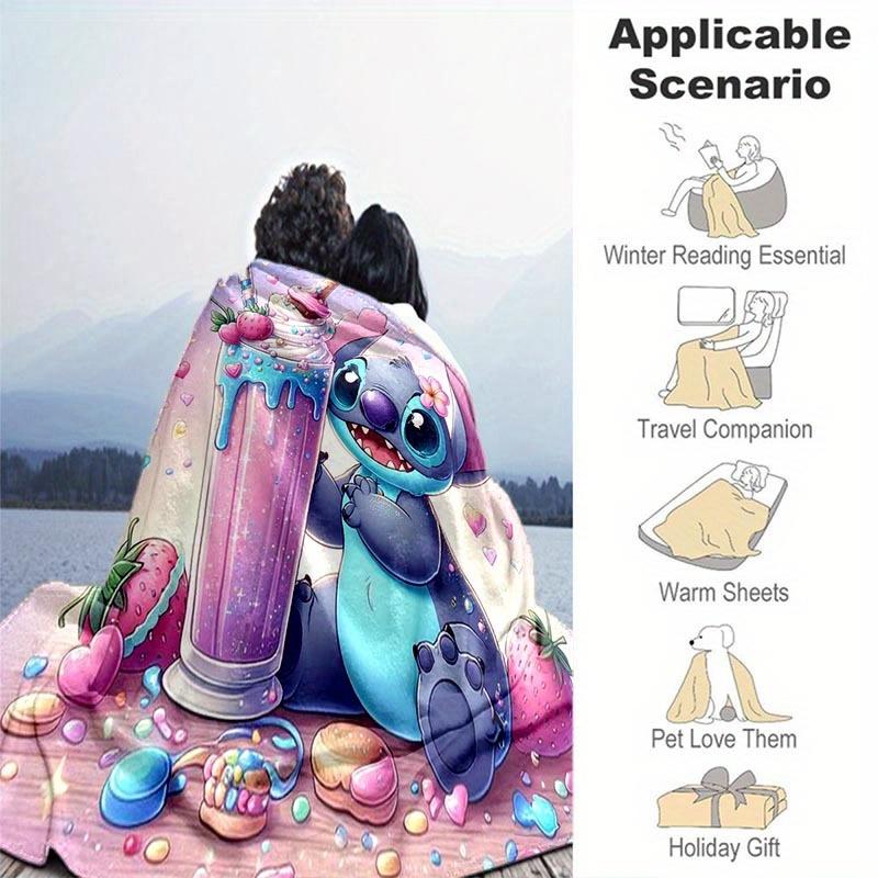 1pc Stitch Printing Blanket - Soft, All-Season Throw for Office Blanket, Personalized Gift with Adorable Cartoon Design