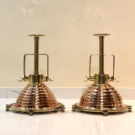 

Nautical Marine Wiska Латунно-медный рифленый грузовой подвесной светильник, набор из 2 предметов