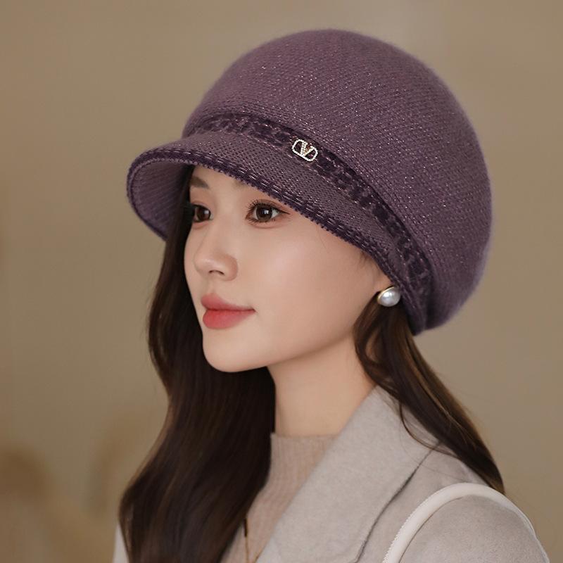 

Зимняя женская шапка с широкими полями, сохраняющая тепло, вязаная шапка, женская мягкая, эластичная, теплая шапка, шапка для девочек, однотонная One size