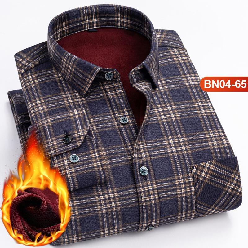 Winter Sherpa Lined Flannel Shirt Jackets for Men Long Sleeve Button Down Fleece Dress Shirts Men's Casual Warm Comfortable Thermal Shirt With Pockets