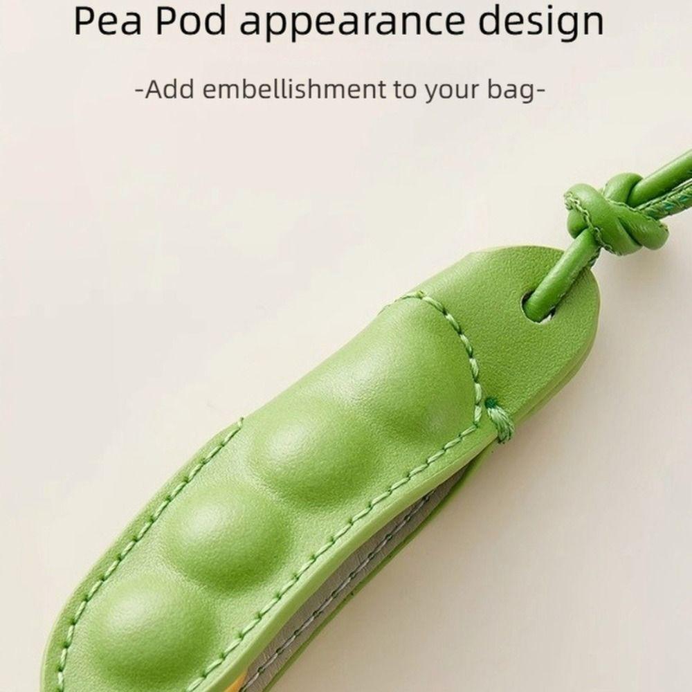 Cowhide pea bag charm keychain car accessories handmade pea pods leather bag pendant High-end bag accessories