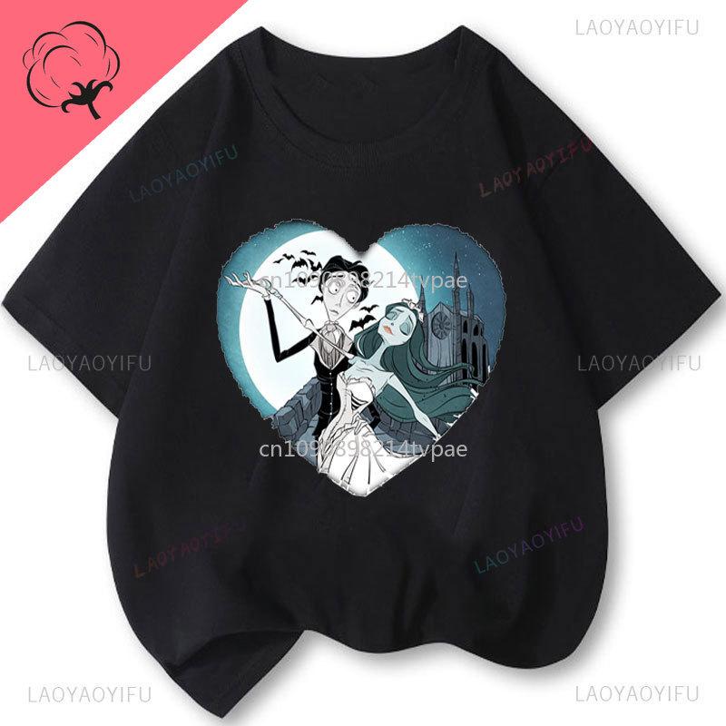 Hot Corpse Bride Rye Camiseta Emily Roses And Altar Tshirt Casual Cotton Crewneck Vintage Printed Shirt Camisa Y2k Clothes