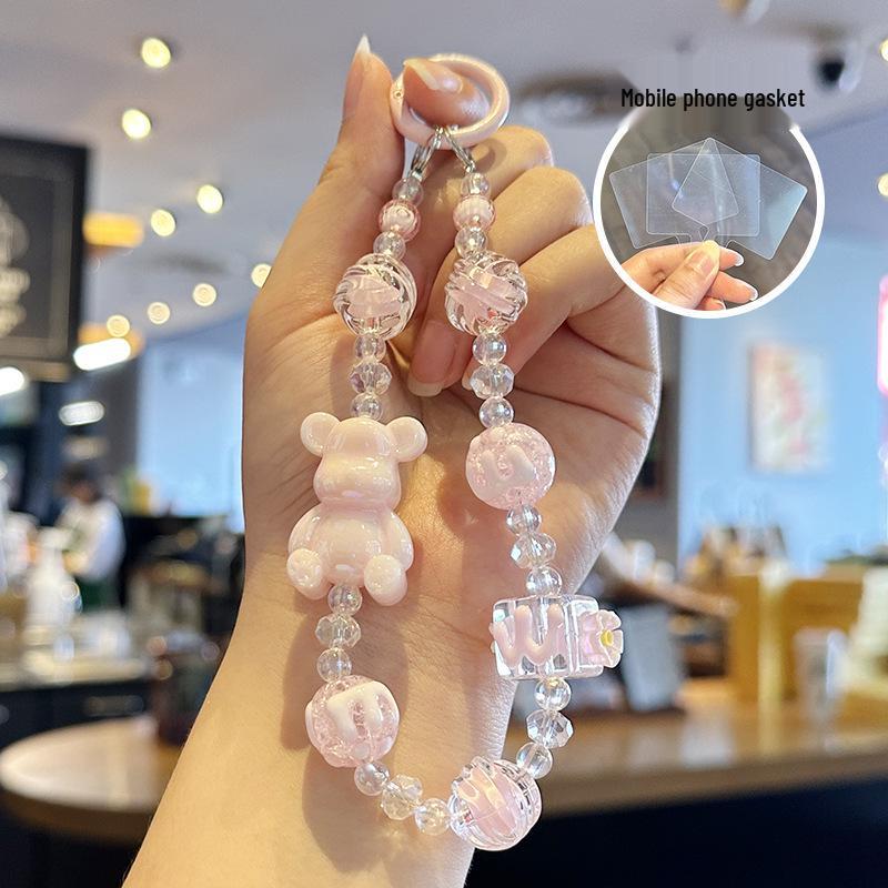 Little Bear Cartoon Beaded Phone Chain & Couple Bag Charm - Lovely Ornament for Phone and Earphone Cases