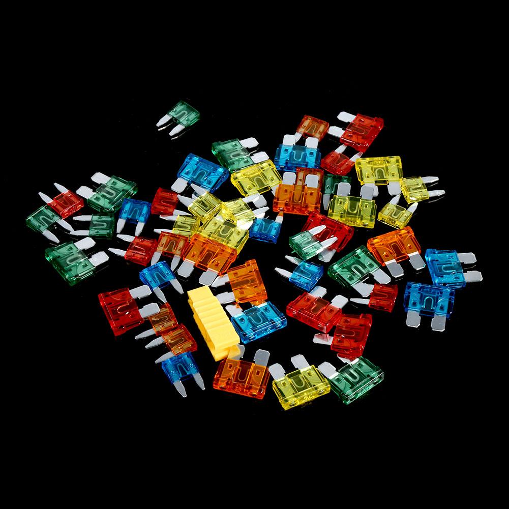 50pcs Assortment 5A 10A 15A 20A 30A Car Blade Fuse With Clip Auto Standard Mini Fuse
