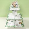 Jungle Animal Square Cake Stand Wild One Birthday Party Decor Kids Favors Gift Dessert Holder Jungle Safari Baby Shower Supplies