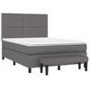 Box Spring Bed with Mattress Gray 140 X 200 Cm Faux Leather