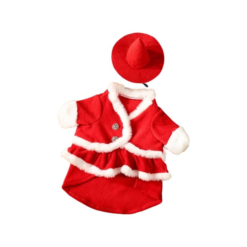 Red Crochet Santa Geese Costume Soft Yarn Outfit Seasonal Yard Decoration Handcrafted Santa Geese Costume