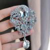 Luxury Elegant Large Crystal Water-drop Brooches For Women Girls Vintage Fashion Pendant Corsage Elegant Wedding Pins Jewelry