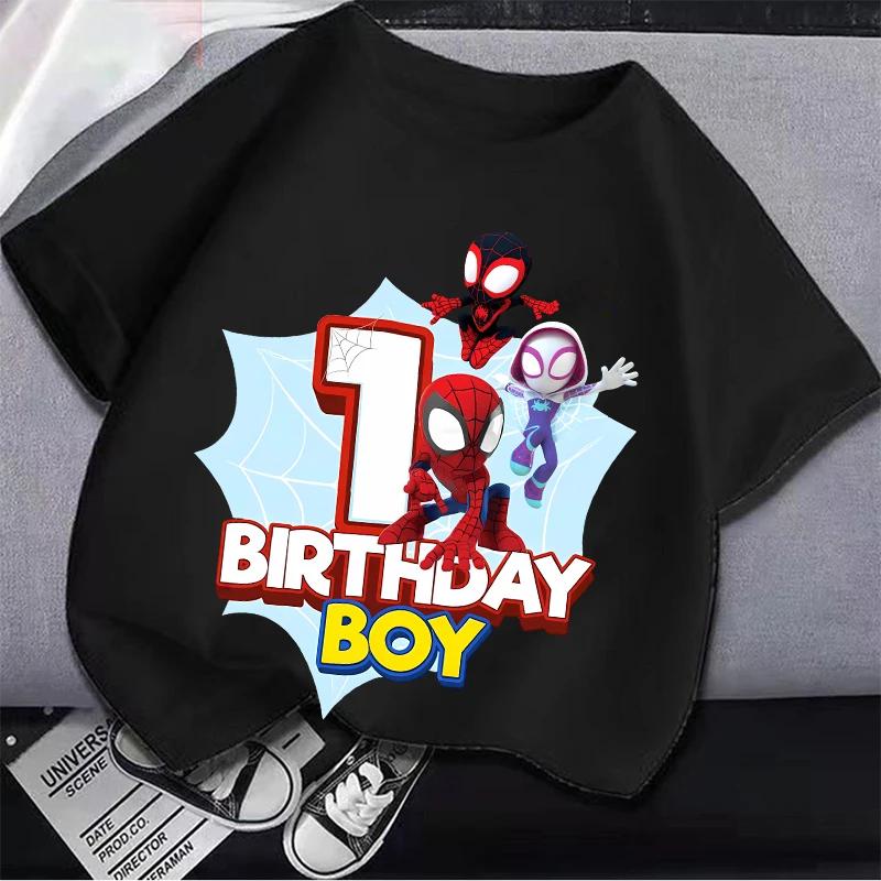 New Short Sleeve Marvels SpiderUnisex Kids Tshirt Number 19 Cartoon Figure Printed Tshirt Birthday Party Wears 100Cotton Tee