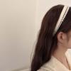 New Narrow Satin Pearl Double-Layer Headband for Women Retro Elegant Black White Pearl Hair Hoop Wedding Hair Accessories