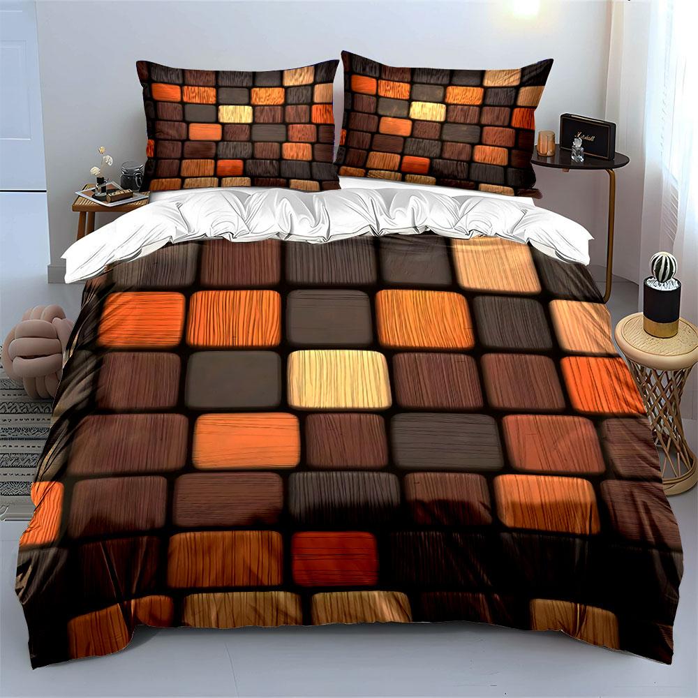 Decorative Wooden Pattern Panels Soft Comfortable Duvet Cover Bedding Set Included 1*Duvet Cover & 2*Pillowcases, Gift