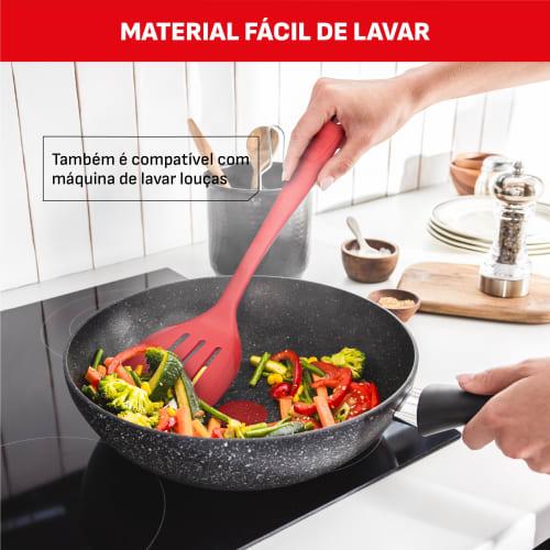 T-fal Ingenio Proflex Turner, Platinum Silicone, K12503, dishwasher safe, easy to clean, and easy to turn over without breaking.