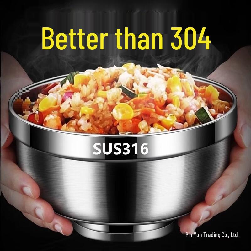 Chuwanya 316 Stainless Steel Double-Layer Insulated Anti-Scald Bowl