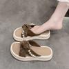 Summer wear 2025 new muffin platform slippers retro versatile with skirt cross with beach sandals women