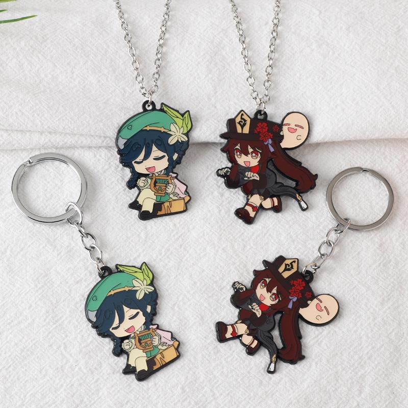 Genshin Impact Xiao & Tartaglia Mask Keychain, Venti & Hu Tao Pendant Necklace, Anime Accessories