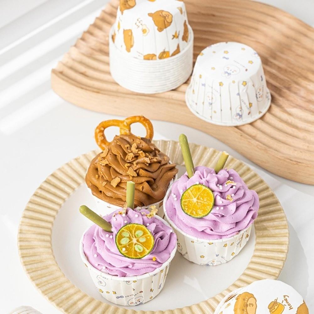 Heat Resistant Disposable Cupcake Cups Greaseproof Glossy Surface Baking Paper Mold No Lid Non-Stick Muffin Cups Home Kitchen