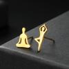 Cazador Mismatched Yoga Meditation Stud Earrings for Women Stainless Steel Asymmetric Piercing Earrings Jewelry Birthday Gift