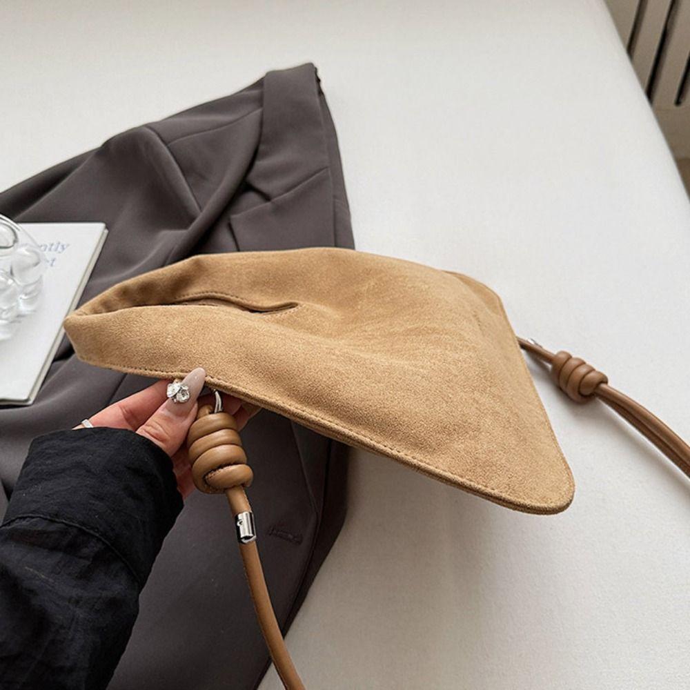 Large Capacity Suede Triangular Hand Bag Shoulder Bag Solid Color Tote Bag  Holiday