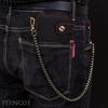 Men's Long Wallet Genuine Leather Vintage Bronze Chain Waist Chain Multi-Card Slots Billfold Wallet With Shoulder Strap For Men