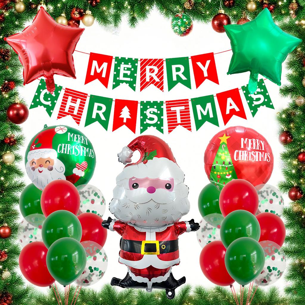 Christmas Theme Party Decoration Balloon The Grinch Santa Gingerbread Man Aluminum Balloon Flag Set