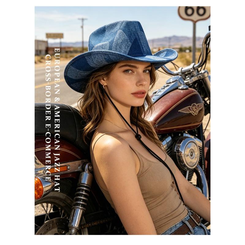 Women Men Vintage Western Cowboy Jazz Hat Outdoor Sun Protection