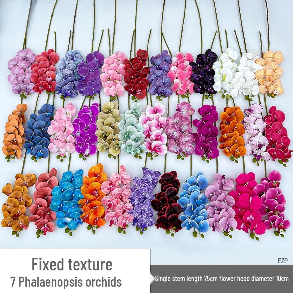 Set of 7-Head 3D Phalaenopsis Artificial Flowers for Home & Wedding Decor