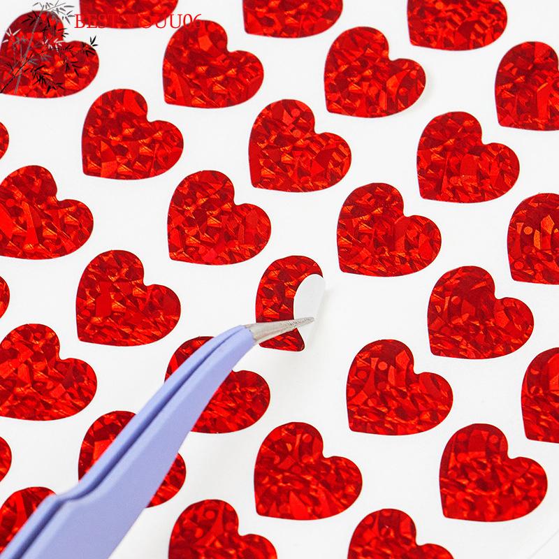 (YOUU06)10Sheet Laser Small Heart Sticker Glitter Shiny Red Gold Silver Valentine Sticker DIY Journal Diary Decoration